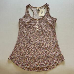 7th Ray Just Kidding Floral print button down front tank Lilac M